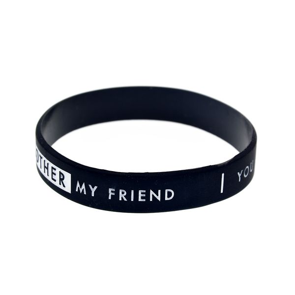 

100pcs you are my brother silicone rubber bracelet debossed and filled color size black & white