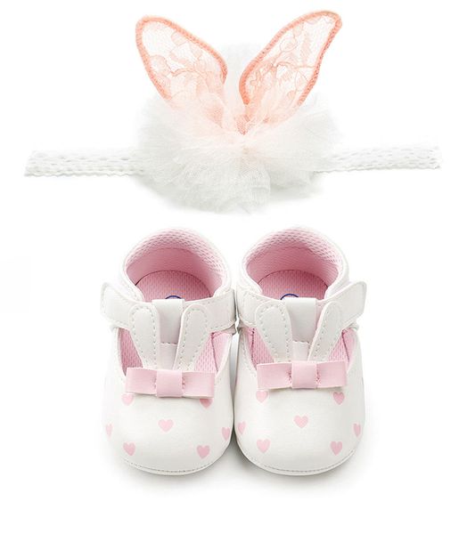 

newborn baby girl shoes autumn spring princess pu leather bow anti-slip crib shoes soft sole sneakers prewalker headband