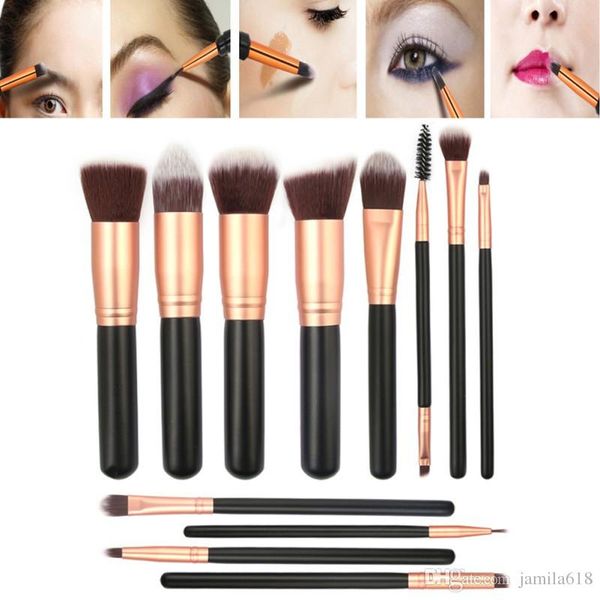 

New arrival profe ional wood handle 12pc makeup bru he et co metic bru h eye make up bru he powder foundation blu her eye hadow bru h