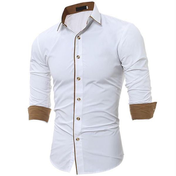 

men shirt male long sleeve shirts casual hit color slim fit black man dress shirts 3xl, White;black
