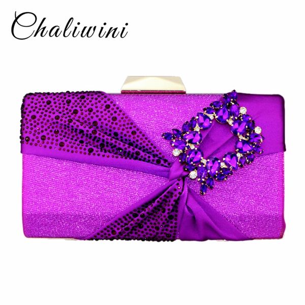 

chaliwini new arrival women small square package with blue gem stone and diamend floral pattern lady purse day clutches bag