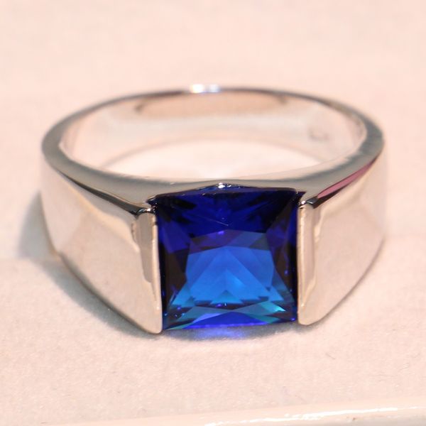 

100% brand ne sz 8-12 jewellery antique men's 925 silver princess cut sapphire wedding ring for love gift