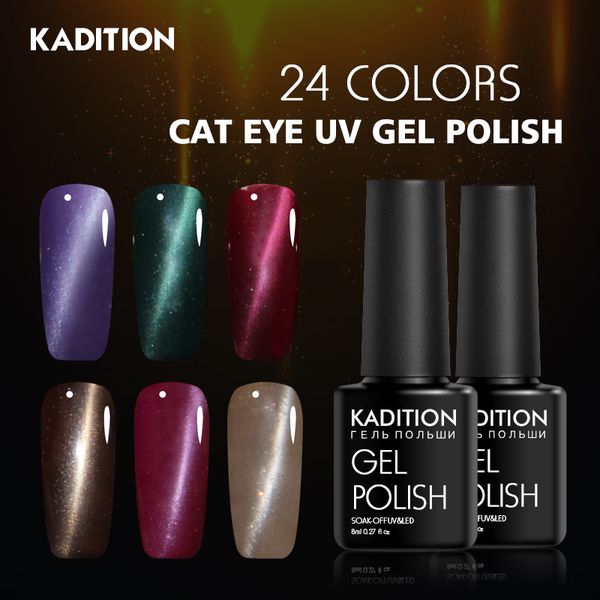 

kadition nail art gel varnish 8ml glitter paint semi permanent soak off led uv 3d cat eye magnetic stick hybrid nail gel polish, Red;pink