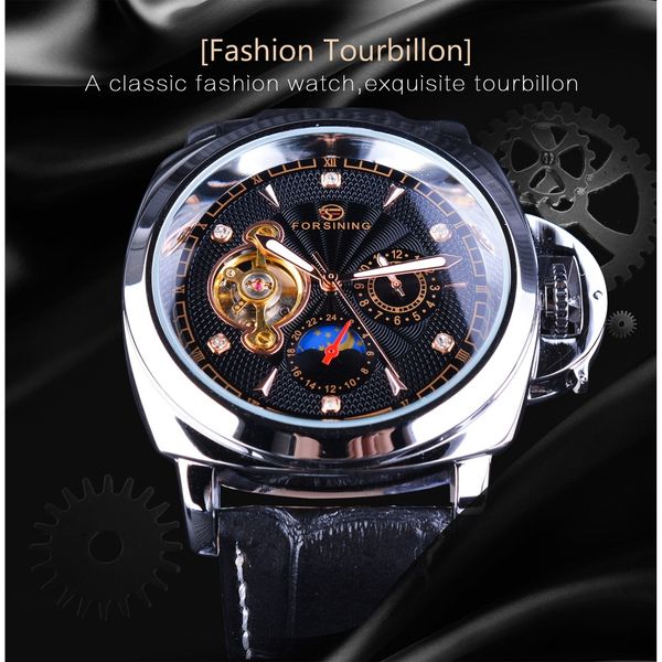 

For ining genuine leather men bu ine fa hion military watch diamond black dial tourbillion moon pha e mechanical wri twatche