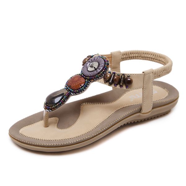 

2018 string beads sandals posimi flip flops flat bottom will code women's shoes zapatos mujer sapato feminino pu light outdoor, Black