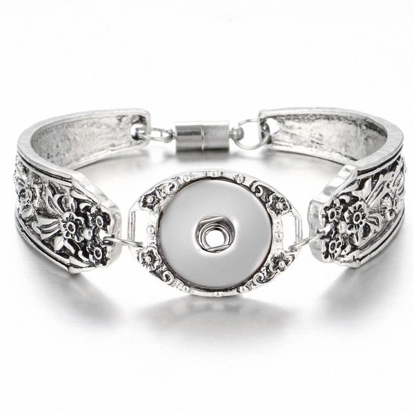 

винтаж серебряный noosa браслет оснастки кнопки 18 мм подвеска браслеты шарма цветочным узором магнитная пряжка ювелирные изделия dc165, Golden;silver