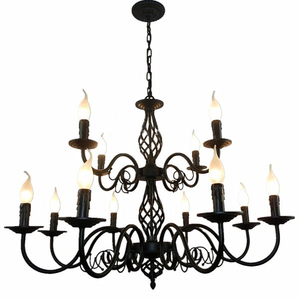 

luxury rustic wrought iron chandelier e14 candle black vintage antique home chandeliers for living room european lamp