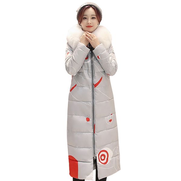 

2016 winter jacket women thick slim slender knee long large size down jacket large wool collar womens winter coat, Black