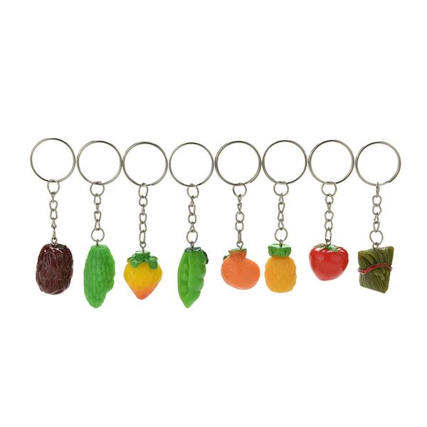 

fruit vegetables keychain key ring jewelry simulation key chain 1pcs new fashion creative design lanyard keyring, Silver