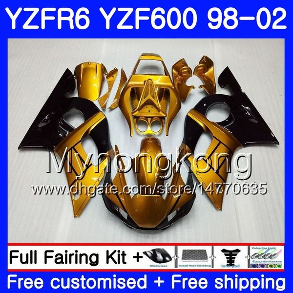 Körper Gold schwarz Lager für Yamaha YZF600 YZF R6 1998 1999 2000 2001 2002 230HM.48 YZF-R6 98 YZF 600 YZF-R600 YZFR6 98 99 00 01 02 Verkleidungen