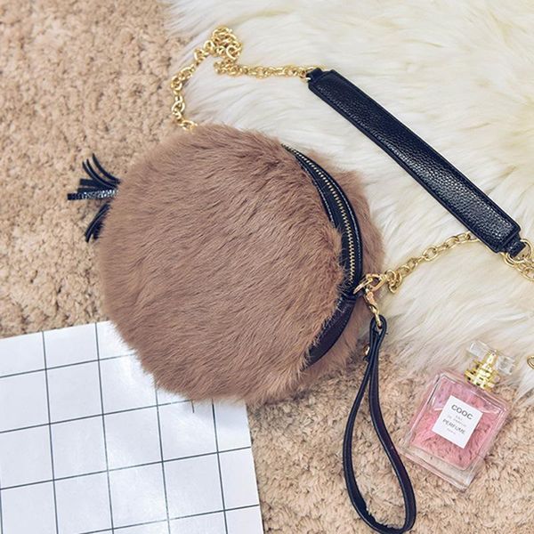 

new arrival handbags women autumn winter new fashion shoulder bag casual purses messenger bags plush small round bags handbag tote bags