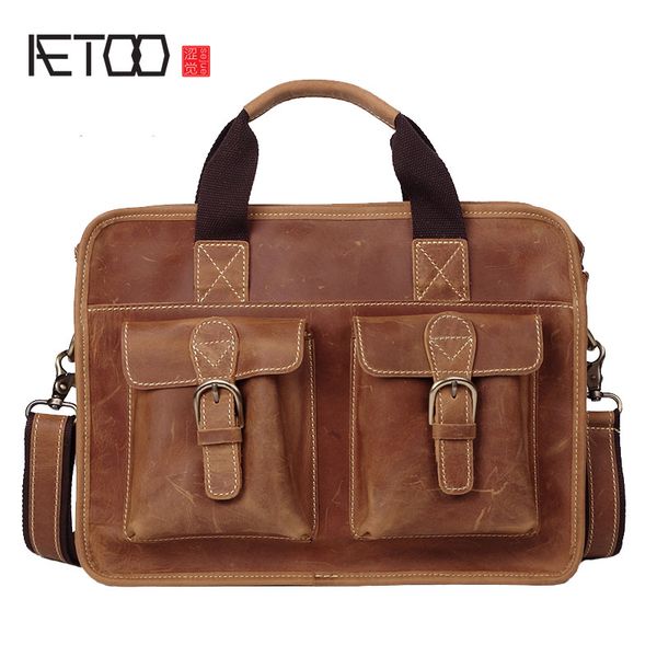 

aetoo men's postman package retro handmade first layer cowhide portable briefcase casual mad horse leather messenger bag
