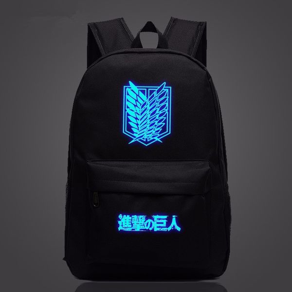 

japan anime attack on titan backpack cool night lumious school bag for teenagers cartoon travel bag oxford galaxia