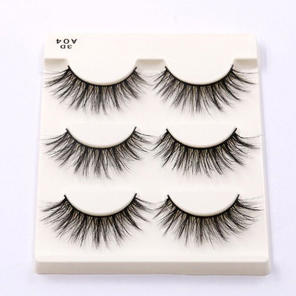 

100% 3d mink hair beauty thick long false mink eyelashes fake eye lashes eyelash 3pairs/box #a04
