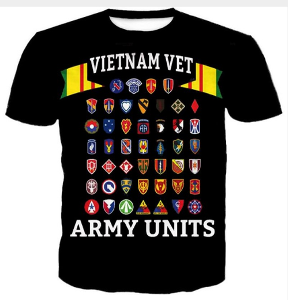 

new arrival men/women vietnam veteran commemorativef 3d printed t-shirt summe fashion hip hop casual t-shirt u404, White;black