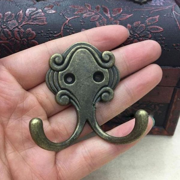 

2pcs retro zinc alloy double prongs clothes coat robe purse bag hat hook hanger antique bronze 23mm*53mm*55mm