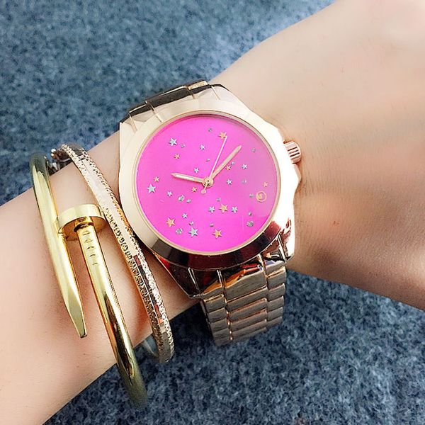 

star brand m6501-2 beautiful fashion metal women's steel crystal dial style band quartz wrist watch girl rmmwa, Slivery;brown