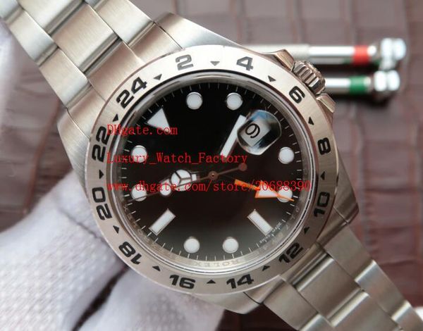 

завод поставщик luxury sapphire ii 42мм gmt 216570 черный циферблат часы часы из нержавеющей стали автоматические механические mens мужские, Slivery;brown