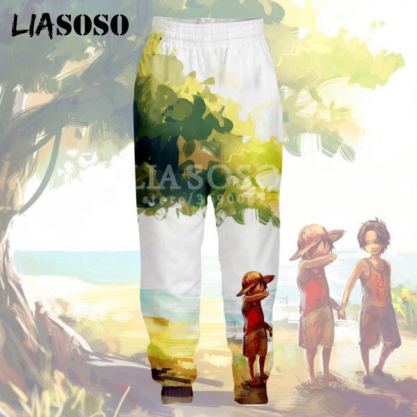 

liasoso anime one piece monkey d. luffy roronoa zoro 3d print women men pants long pants fashion trousers a113, Black
