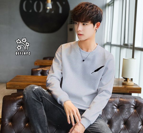 

autumn winter keep warm fashion casual men coat sweater long sleeves men hoodies & sweatshirts men clothing circular collar pullover ay62, Black