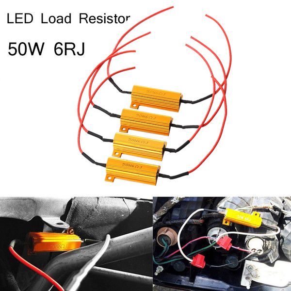 

4x 50w 6ohm load resistor fix errors turn signal bulb brake hyper flash blink blinker error for auto car led lamp bulb