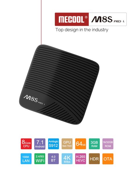 

mecool m8s pro l 3 гб 16 гб 32 гб tv box android-медиаплееѬ wi-fi bt 8-деѬнй пѬоеоѬ hdr ota