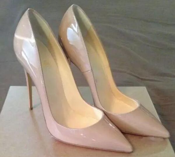 

women black sheepskin nude patent leather poined toe women pumps,120mm fashion lred bottom high heels shoes for women wedding shoes