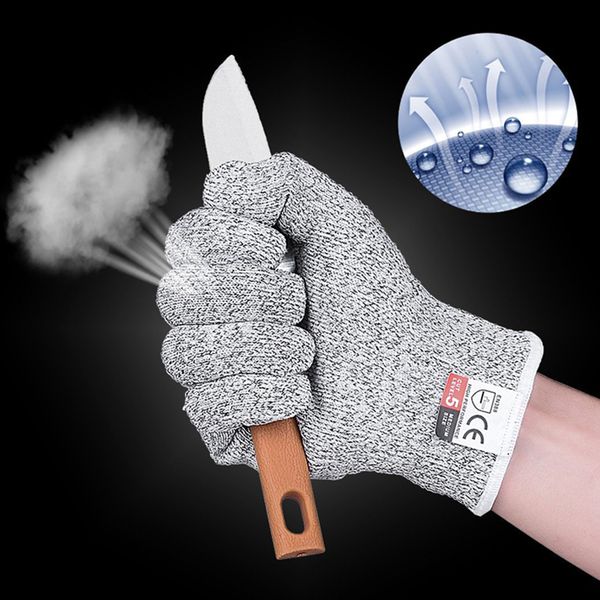 

anti-cut gloves safety cut proof stab resistant stainless steel wire mesh kitchen cut-resistant gloves for kids, Blue;gray
