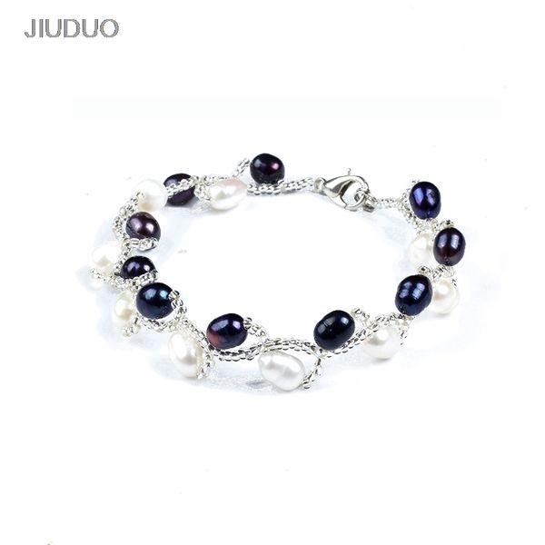 

accessories natural pearl bracelet genuine mixed freshwater pearl 7-8mm female models light to send girlfriends, Golden;silver