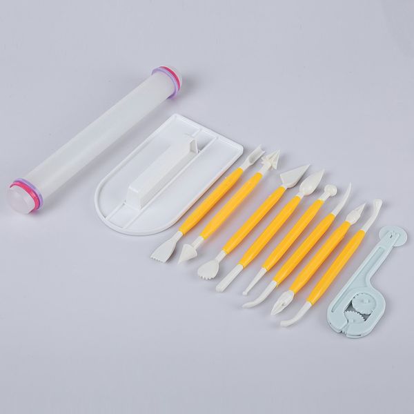 

11pcs plastic per set cake fondant decorating sugar craft cutter tools multifunctional basic cake decoration tools