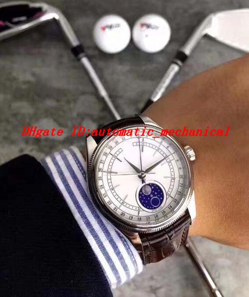 

luxury watches new 18k gold white dial 39mm moon phase model men's watch m50525-0002 automatic fashion brand mens watch wristwatch, Slivery;brown