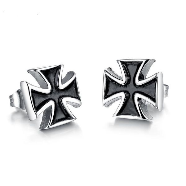 

silver black color fashion simple lady's cross earrings stainless steel earring jewelry gift for women lady 276