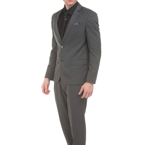 

grey men suits for business charcoal man blazers slim fit groom tuxedo costume homme mariage 2piece jacket pants elegent terno masculino, Black;gray