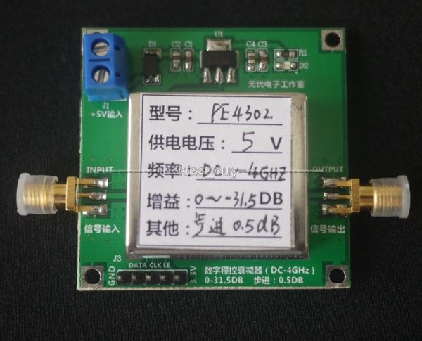 Freeshipping Módulo do atenuador da etapa do RF Digitas de DC-4G4 PE4302 Digitas Linearity alto DSA 0.5dB-31.5dB Largura de faixa: 1MHz a 4GHz