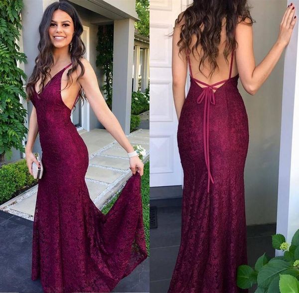 

сексуальные бургундские кружевные платья выпускного вечера с бретельками для спины, Black