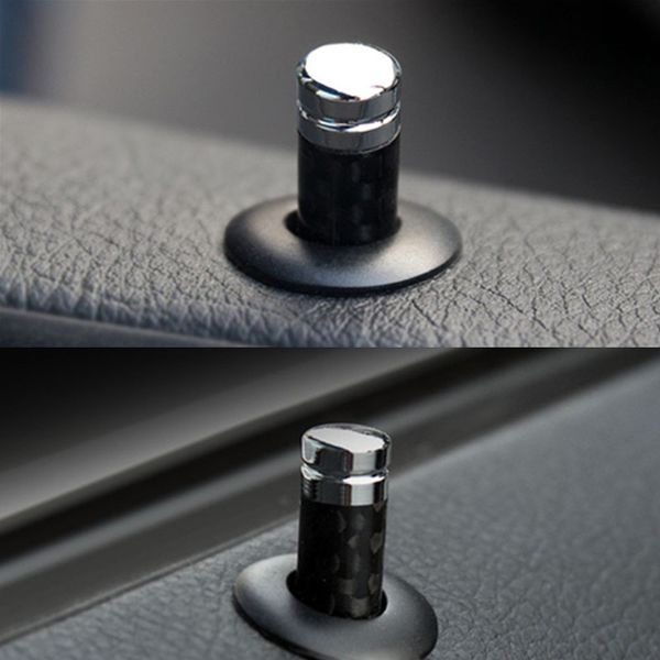 

4pcs car stickers tech carbon fibre car lock modified door pin for bmw e36 e46 e63 e64 e81 e82 e88 e92 e93 car styling