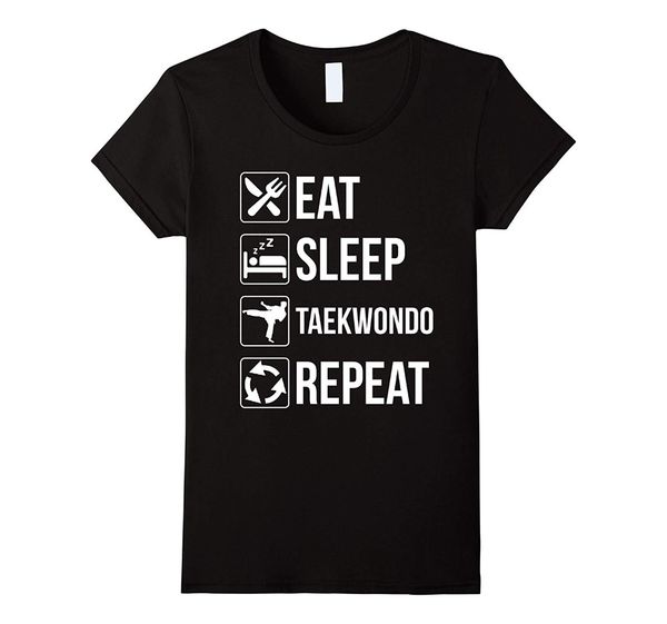 

new 2018 fashion men's t-shirts funny eat sleep taekwondo repeat t-shirt, White;black