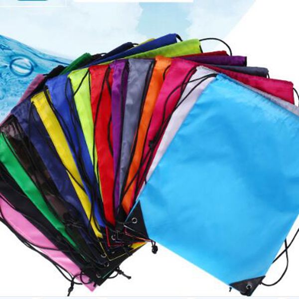 

12pcs/lots polyester cloth draw pocket nylon drawstring shopping travel storage pocket double shoulder package bundle pocket v22, Pink;blue