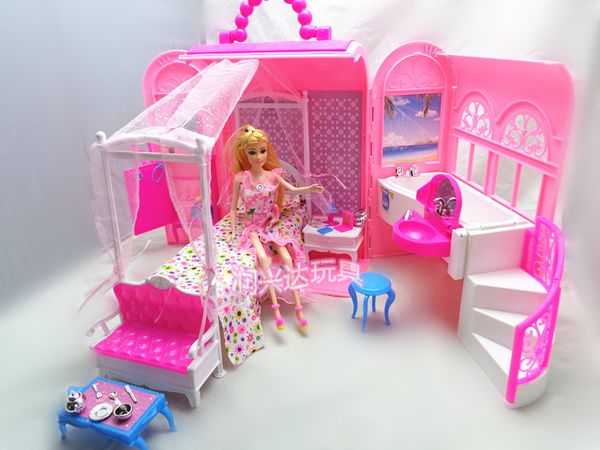

baby girl birthday gift pack fashion mini plastic pink sweet diy doll house furniture