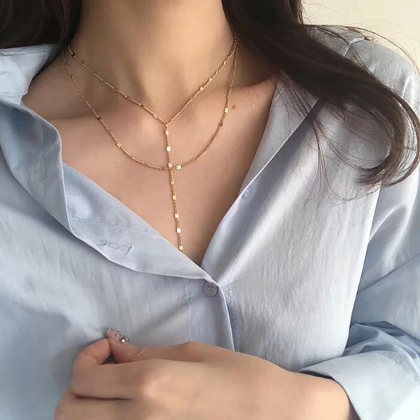 

meidi choker necklace for women gold/silver metal necklace double clavicle chain fashion jewelry wholesale, Golden;silver