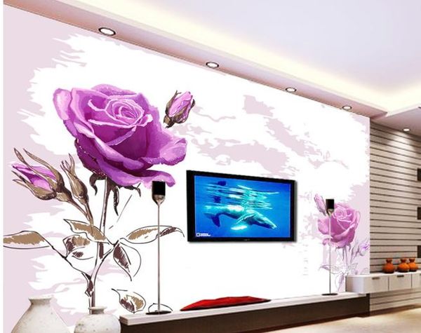 

custom any size p hand painted rose tv background wall beautiful scenery wallpapers