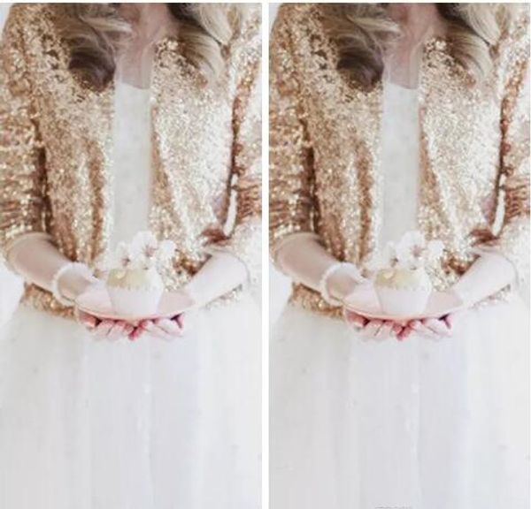 Bling Bling Sequines с длинным рукавом розовые золотые блестки свадебные куртки 2018 пожимают плечами формальные высококачественные свадебные пальто Борерос свадебные аксессуары