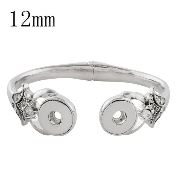 

2018 fashion trendy open leaf cuff bracelet bangles for women 12mm snap button jewelry bracelet femme boho jewelry birthday gift, Golden;silver