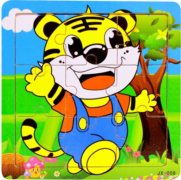 

children education jigsaw puzzle toys 9 piece wooden animal puzzle baby toy tiger lion bear duck boat plane 15*15*0.6cm