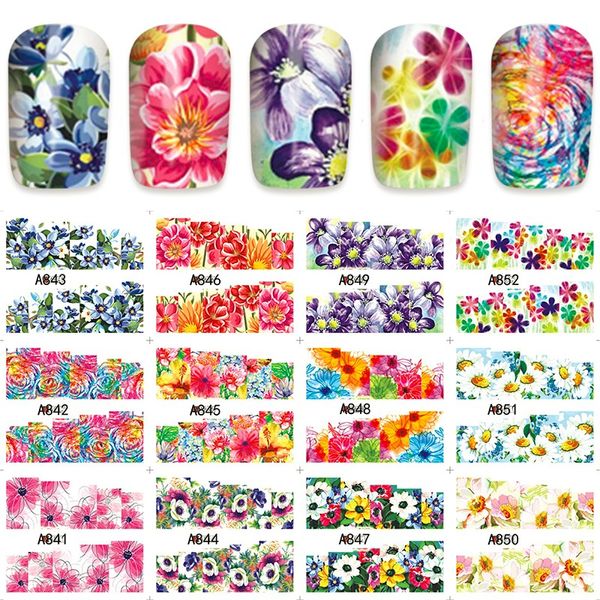 

12 pack/ lot water decal nail art nail sticker slider tattoo full cover cockscomb rosalie morning glory a841-852, Black