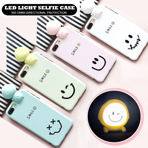 

Led phone ca e luminou elfie light phone ca e cute cartoon miley hockproof protective ca e for iphone 8 7 6 6 plu