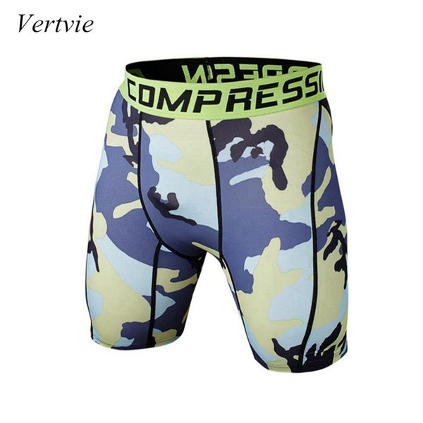

vertvie fitness men running shorts camouflage printed quick dry crossfit compression short pants sports sportswear plus sizes, Black;blue