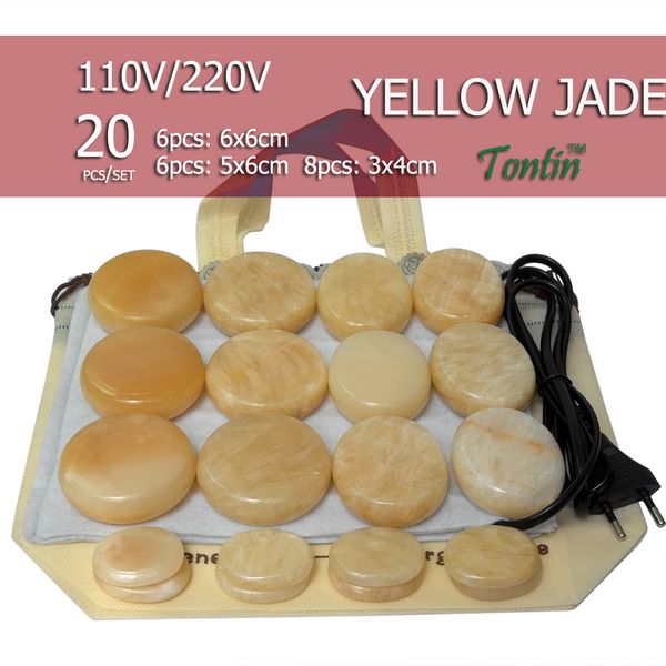 

NEW Tontin 20pcs / set желтый нефрит массаж тела горячий камень салон красоты SPA инструмент