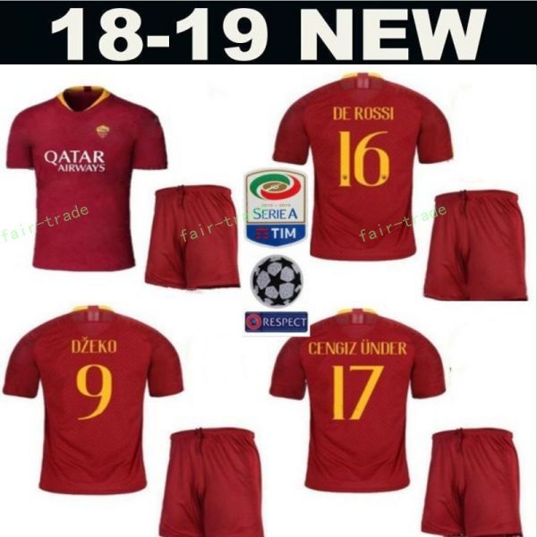 

2018 2019 FC AS Roma Soccer Jersey Men Serie A 44 Kostas Manolas 92 Stephan El Shaarawy 27 Javier Pastore Football Shirt Kits