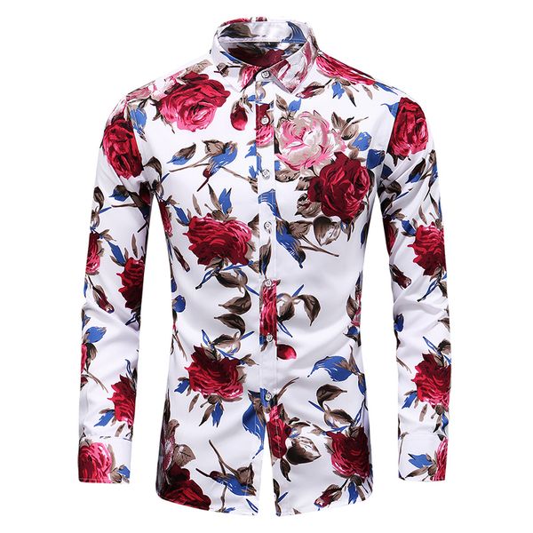 

large size 7xl youth mens flower shirts fashion comfortable elegant men fall and winter casual dress shirt, White;black